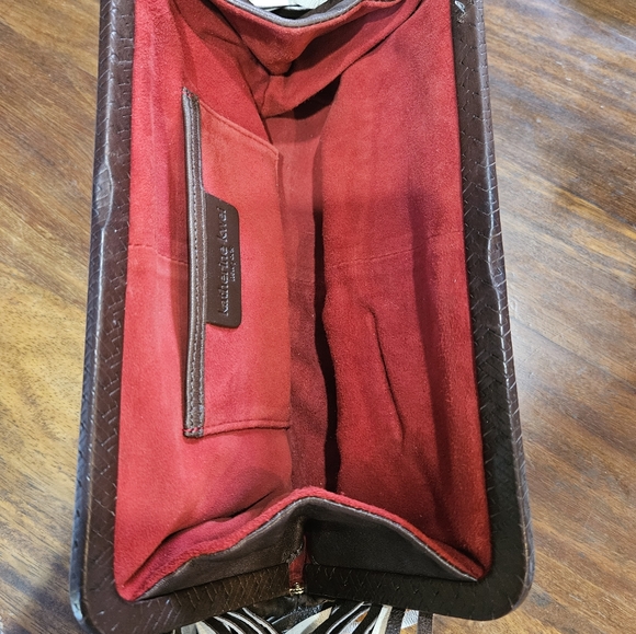 Katherine Kwei brown leather clutch authentic 8x10